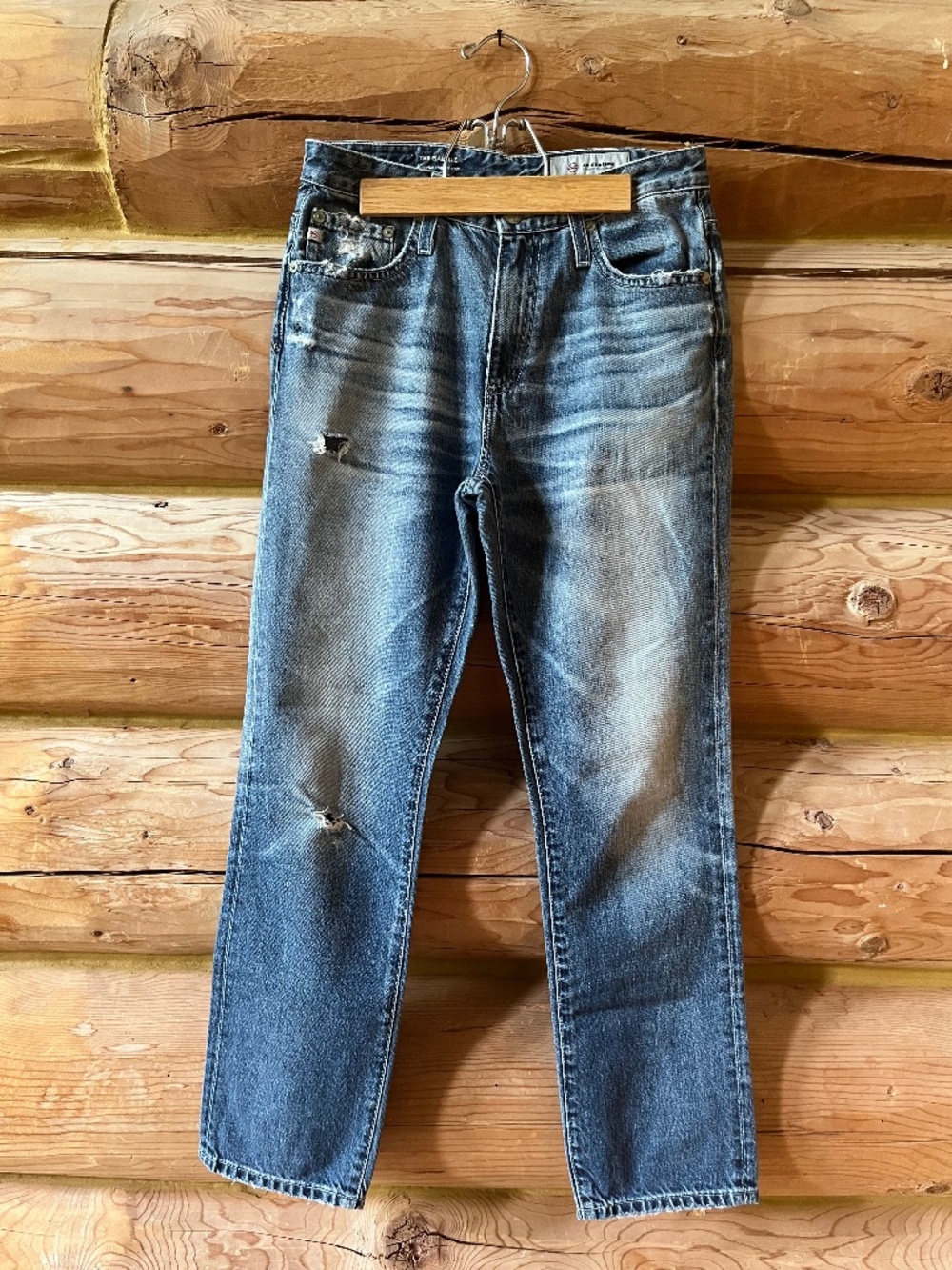 AG Jeans Isabelle High Rise Crop Ankle 100% Cotton Distressed Size 25 26